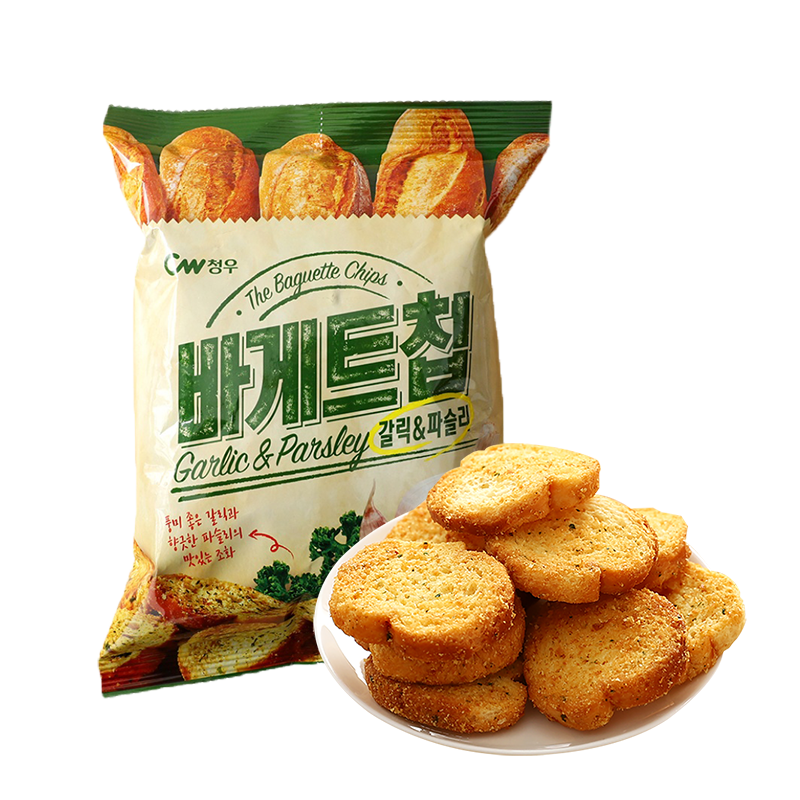 CW韩国青右蒜香面包干网红零食小吃大蒜奶油法式风味烤面包干脆片饼干袋装55g