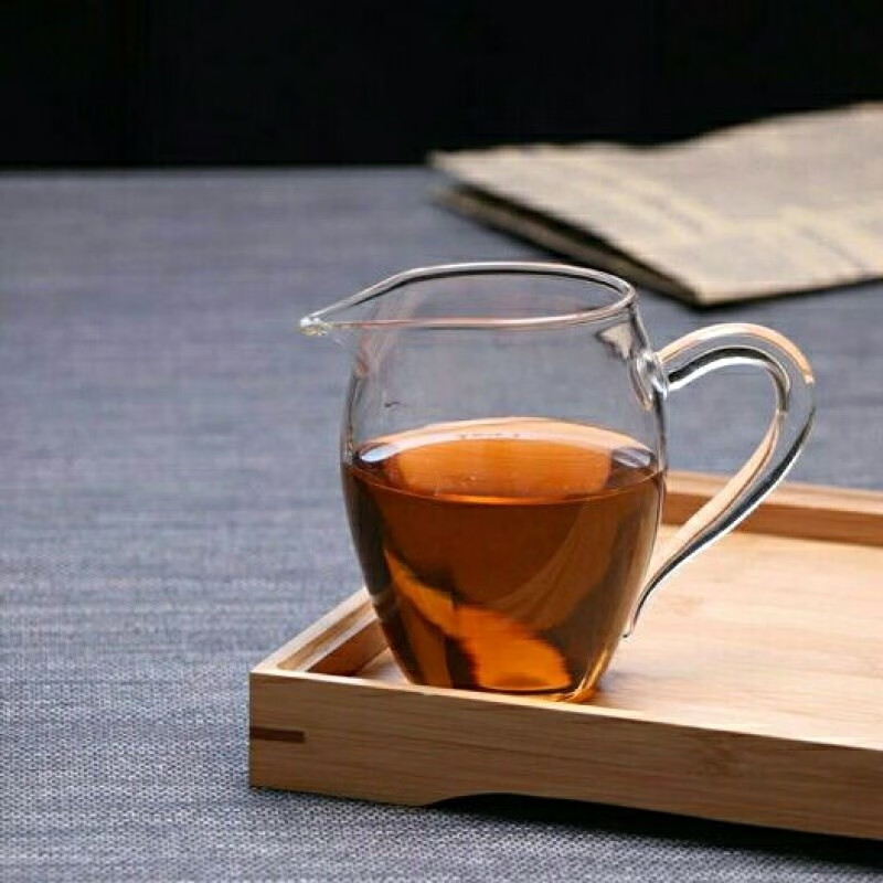 萌依兒泡茶水杯玻璃公道杯高硼硅茶海龍膽泡茶分離器 可電陶爐的 企鵝公杯300’m’l加厚款白把