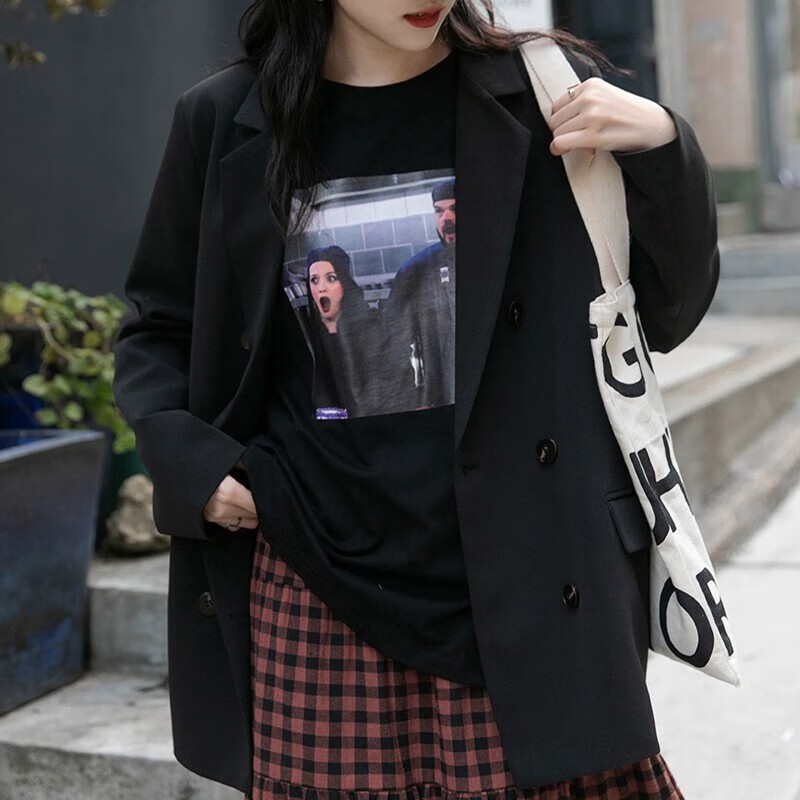 翊尚美小西装外套女春季设计感垫肩休闲小西服韩版上衣小个子女装外套 粉色 M【推荐95-110斤】