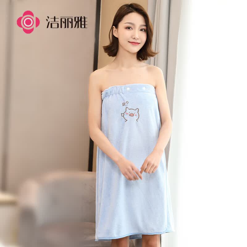 洁丽雅(grace)浴巾三件套超大 女可穿夏天可裹2023新款浴裙比纯棉吸水加厚家用 【可穿浴巾】皮小猪浴裙-天蓝(1怎么样,好用不?
