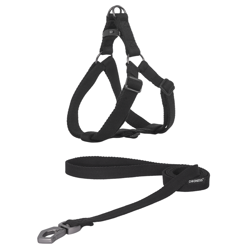 多尼斯遛狗繩狗狗牽引繩胸背帶幼小型犬泰迪柯基法斗博美比熊 黑色胸背套裝 S（推薦<9斤）