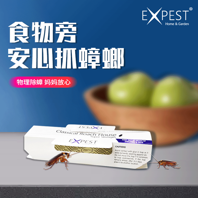 expest灭蟑螂克星家用神器灭蟑强力杀蟑螂药贴粘板饭店用 白色
