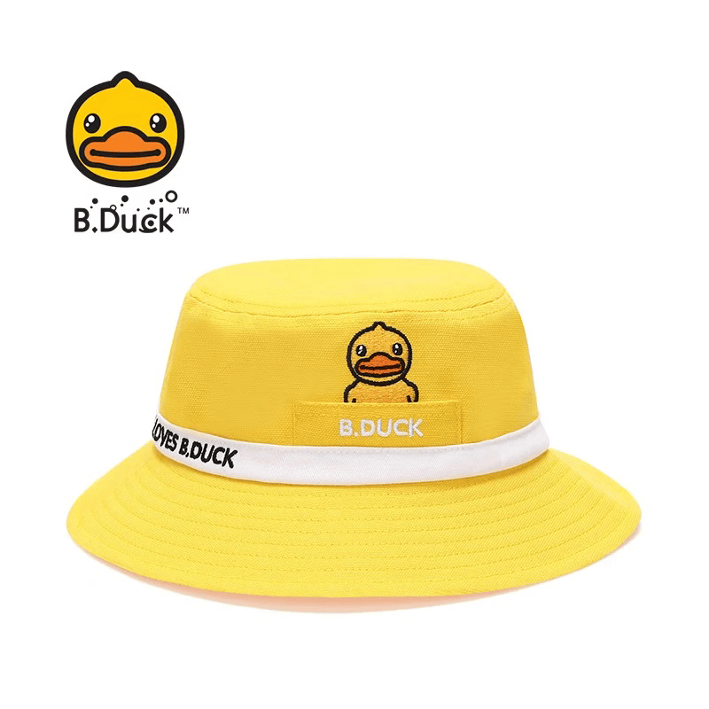 B.Duck小黄鸭帽子男童新款女童卡通可爱遮阳百搭渔夫帽 915黄色 S