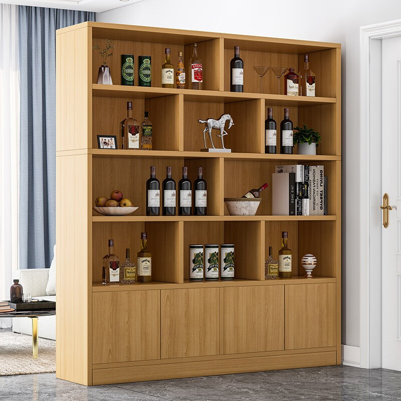 木本诗酒柜屏风实木展示柜靠墙现代简约多功能储物客厅柜子 田园橡木色 三柜门120CM怎么看?