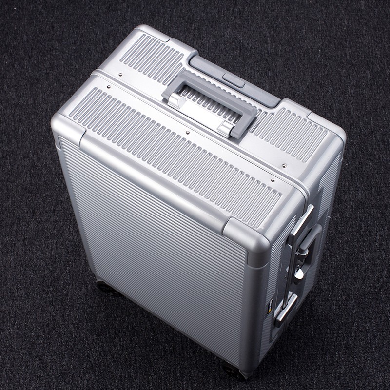 凌秀President凌秀 铝框拉杆箱行李箱男女轻音万向轮登机箱箱镜面箱子 铝框 卡扣 式【奢华银】 20英寸 (登机箱5年保修)