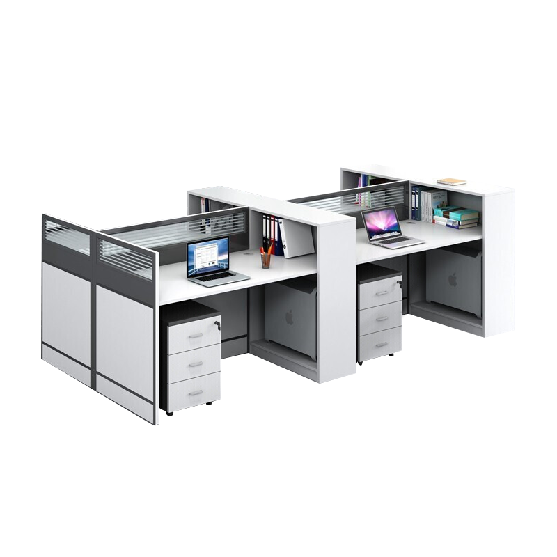 圣黎 职员办公桌财务桌办公室卡座简约现代屏风办公桌椅组合 王字四人位【含柜】