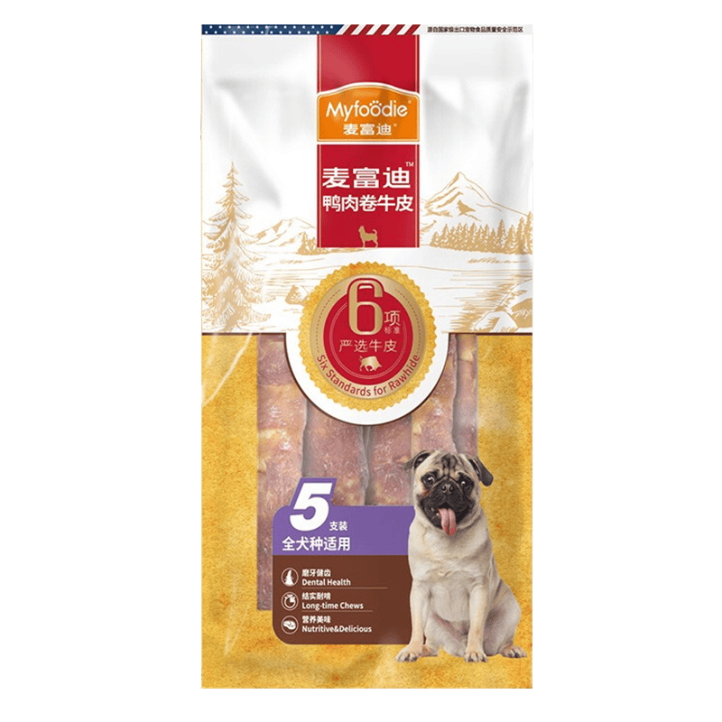 麦富迪 狗狗零食磨牙棒 耐咬小中大型犬宠物零食 鸭肉卷牛皮180g