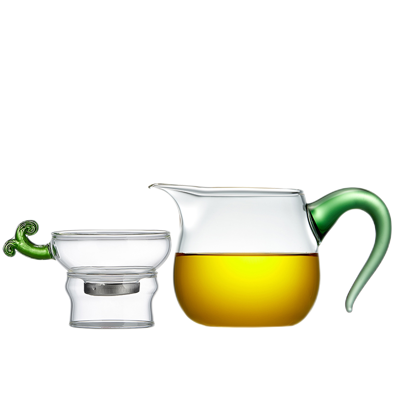 詩米樂 加厚耐熱玻璃公道杯加茶漏功夫茶具配件分茶器茶海茶濾網(wǎng) 公道杯+茶濾器