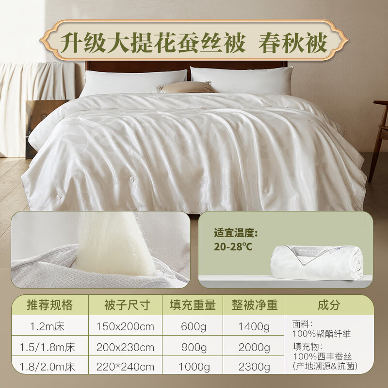 网易严选蚕丝被春秋四季被被芯A类100%天然蚕丝900克 200*230cm白色