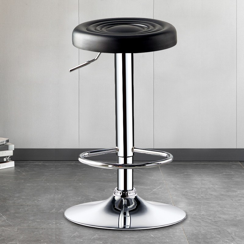 吧台椅 凳子家用可升降吧台凳酒吧旋转前台收银椅高脚凳 【经典黑色】
