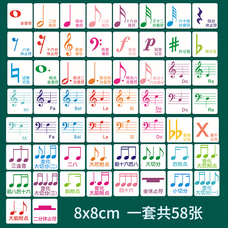 谱卡初级儿童认音乐理启蒙入门音乐教学五线谱卡片识谱钢琴音符卡教具