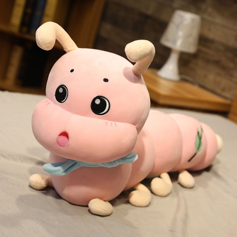 毛毛虫毛绒玩具长条抱枕公仔玩偶布娃娃女孩床上睡觉生日礼物 粉色 1