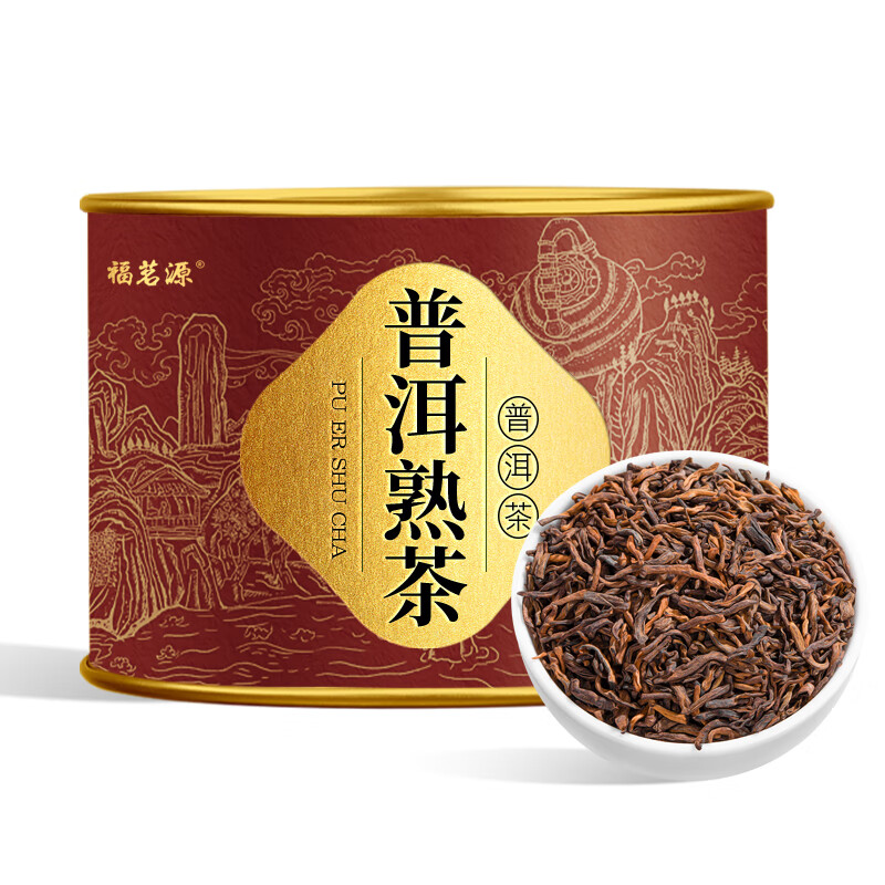 福茗源 茶叶普洱茶  云南勐海熟普散茶罐装100g金芽陈年普洱茶叶自己喝