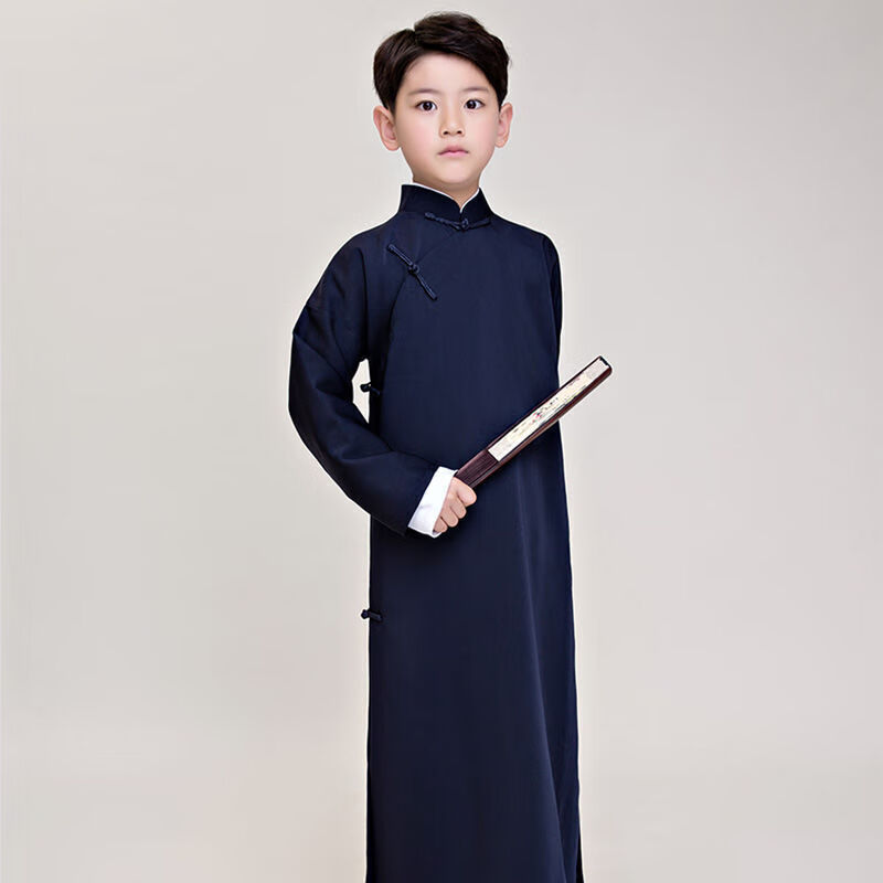 银雪龙儿童相声演出服装马褂相声大褂五四民国长衫相声服中式长袍表演