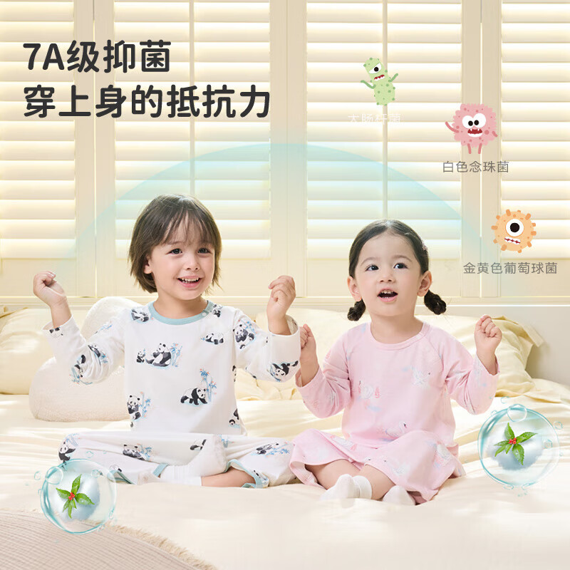 ibaby/英伦宝贝×Outlast儿童睡袍针织印花长袖恒睡裙连体衣四季款家居 冰湖天鹅 110 (偏大)