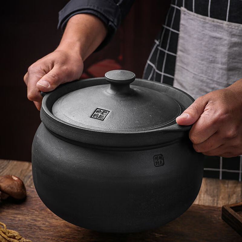 铭汇通四川雅安荥经窑黑砂锅老式砂锅正宗煲汤炖锅家用陶煲无釉无涂层