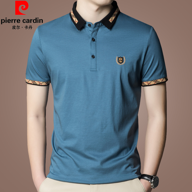 皮尔卡丹（pierre cardin）中年夏季薄款短袖t恤男士桑蚕丝体恤休闲冰 丝滑料t恤衫 白色 190(3XL)建议180-195斤穿