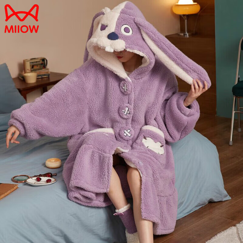 猫人【抗寒】  网红款睡袍女秋冬季新款王者荣耀安琪拉睡衣女士珊瑚绒