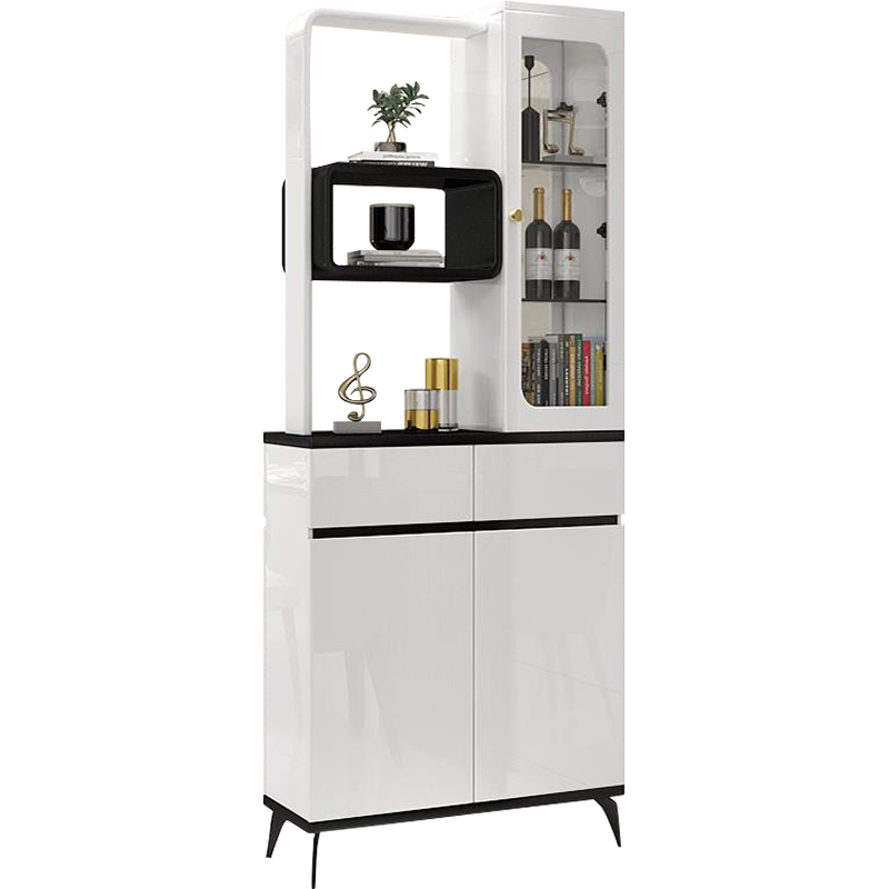 凯帝格 现代简约玄关柜0.8米酒柜客厅屏风隔断柜入户门厅间厅柜储物收纳一体柜 黑白色