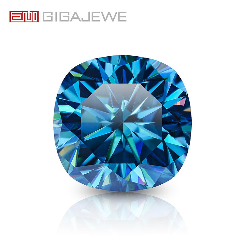 gigajewenova蓝色垫形切割莫桑钻 多种规格 珠宝制作 节日礼物 6.