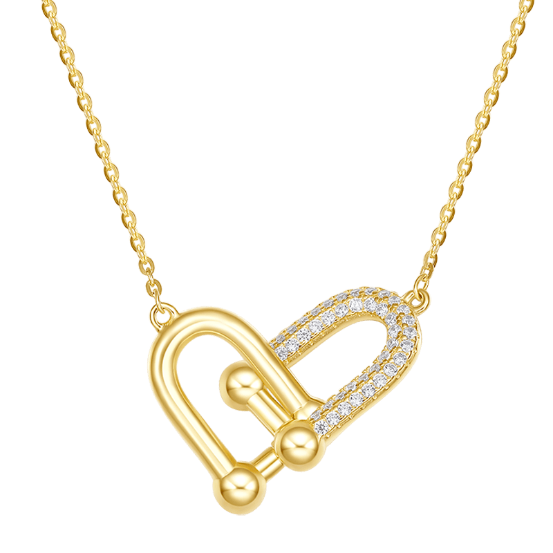 周大生环环相扣项链s925银镶锆石时尚个性环环相扣项链s1pc0350