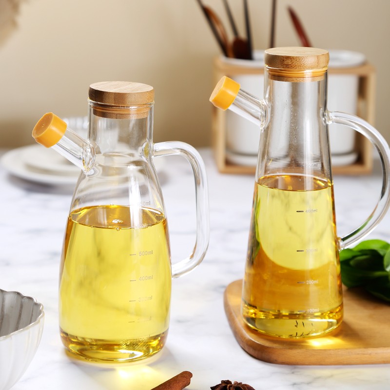 厨谧北欧风厨房高硼硅玻璃油壶酱油瓶醋瓶带刻度调味瓶防漏油瓶家用