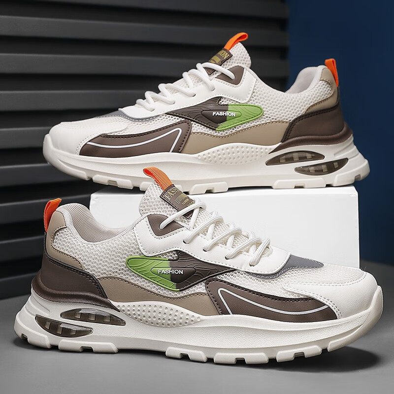 京峋莆田男鞋夏季透气网面小白网鞋学生运动休闲跑步厚底增高老爹潮鞋