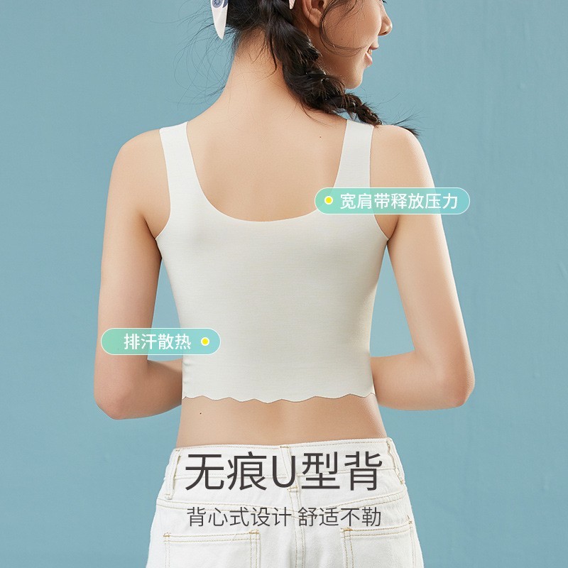 俞兆林儿童内衣发育期学生初中生少女冰丝文胸薄款女童中大童小背心裹胸 267 (白色1件) M (40-80斤)