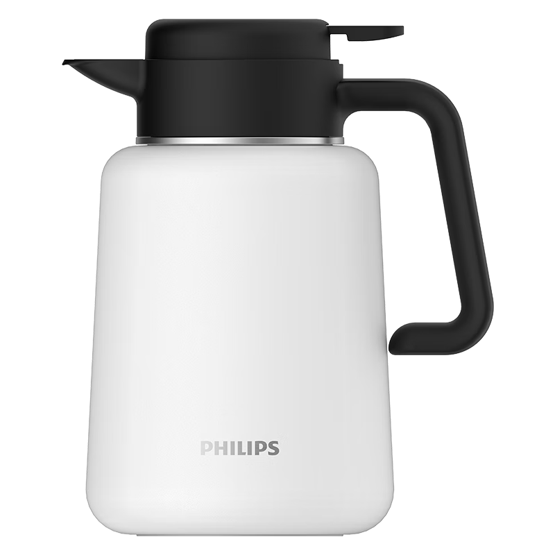 飞利浦（PHILIPS）保温壶焖茶壶 316不锈钢大容量水壶 家用办公暖水瓶按压式热水壶 【升级新品】焖茶壶-白色1.8L