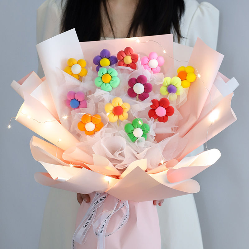 灯带 粉满天星 梦幻粉包装纸24色粘土花束材料