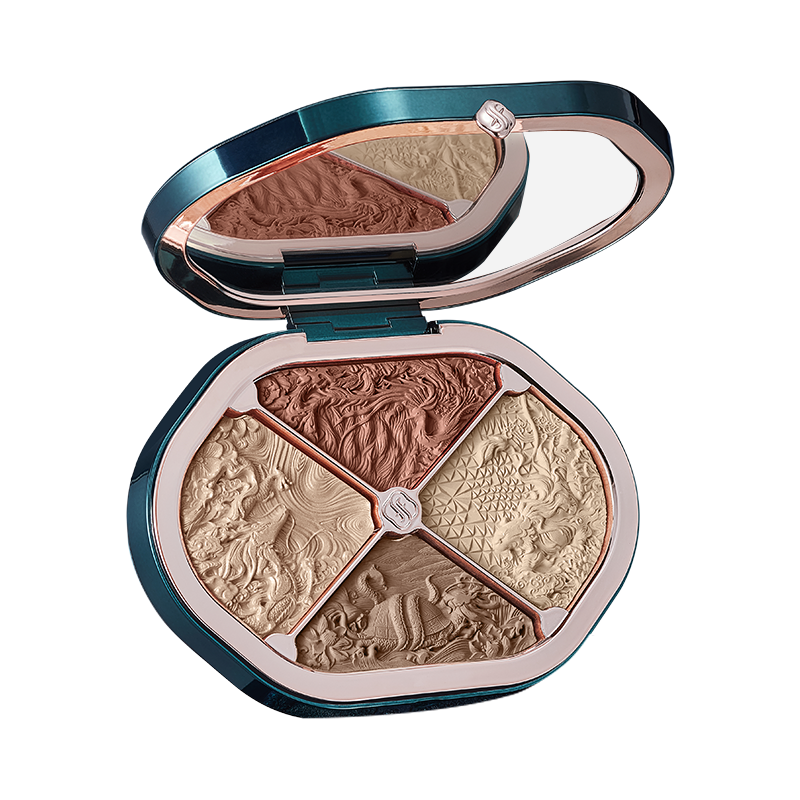 花西子星宿修容盤/自然立體鼻影修飾臉部提亮啞光高光一體盤送女友禮物 花影星宿雕花修容盤