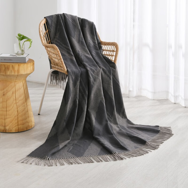 喜屋(sherwood) 纯羊毛毛毯100%澳洲进口超细羊毛 办公室沙发午睡盖毯