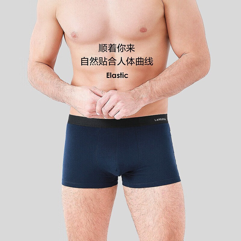 浪莎男士内裤男平角裤棉质AAA级抗菌中腰男式四角裤男生裤头 经典纯色-4条装 L /170