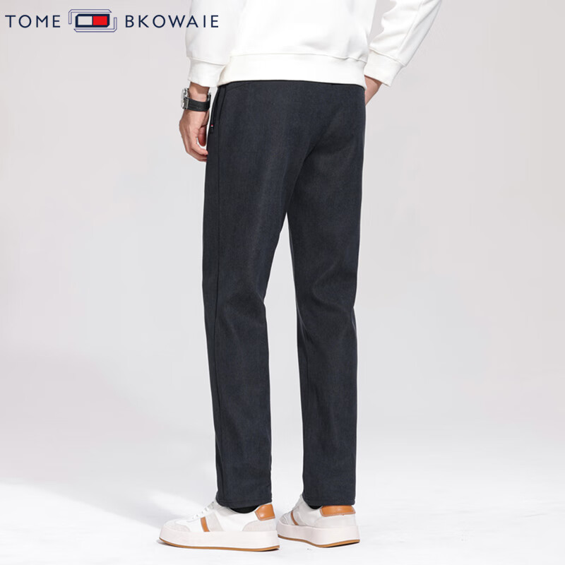 汤米芙兰可加绒休闲裤男冬季新款灯芯绒直筒弹力商务休闲裤大码男士长裤 深灰-常规不加绒 XL （建议130-150斤）