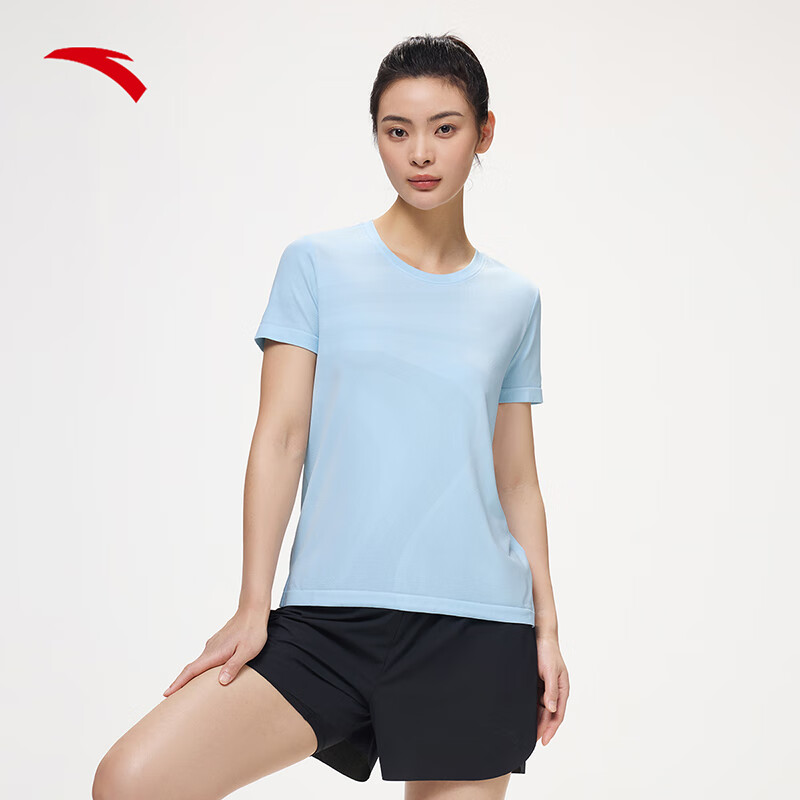 安踏(anta)冰肤短袖t恤女2024夏季户外跑步健身透爽科技短t162425102