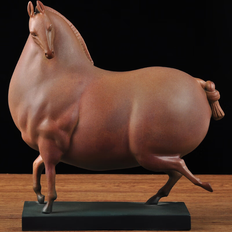 招财创意唐马老板办公室马摆设客厅书房桌面装饰家居工艺品 铜红色 胖