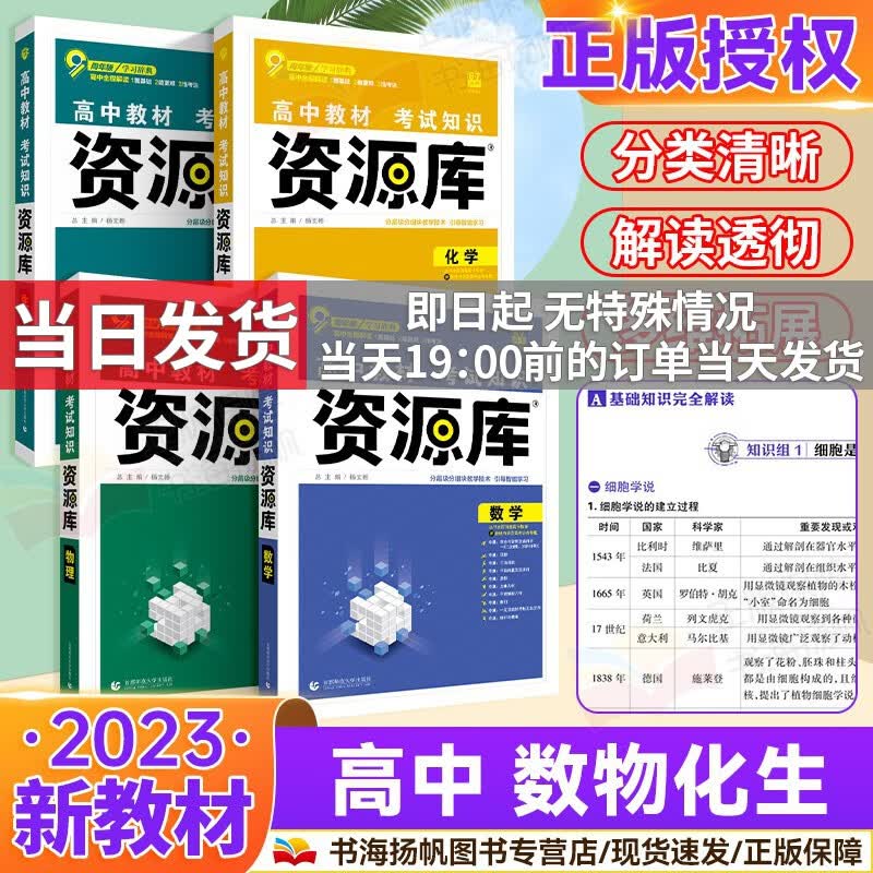 新高考版】2024高中资源库 高一二三教材考试知识总复习资料库 【理科提升4本】数物化生 高考知识清单工具书