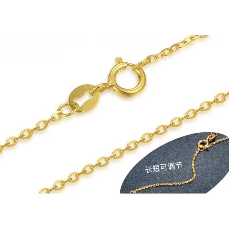 云福匠18k金项链细款女o字链彩金k金玫瑰金锁骨链au750链子素链 18k玫