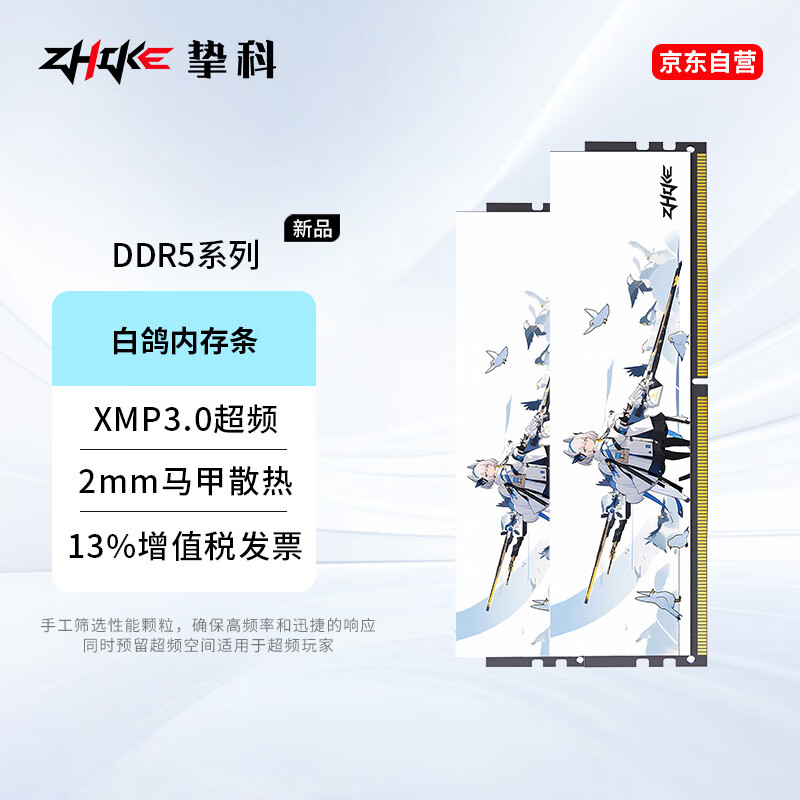 挚科（ZHIKE）白鸽 32GB(16Gx2)套装 DDR5 8000频率 台式机内存 海力士A-die颗粒 C38