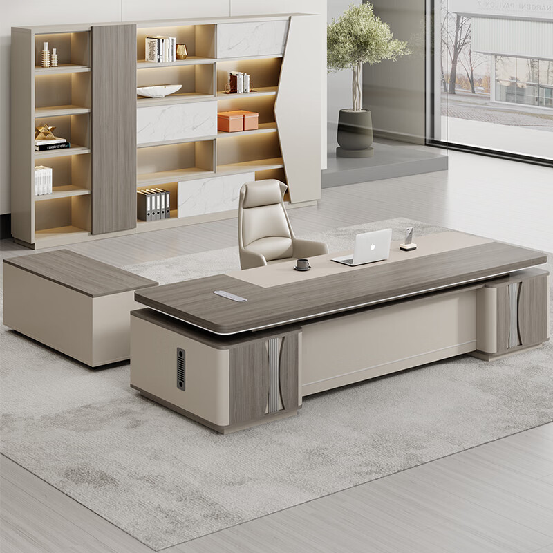 老板办公桌椅组合简约现代轻奢总裁桌主管大班台领导办公室电脑桌 1.