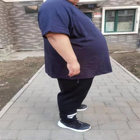 男欧版大码男装圆领特体加肥加大男t恤 宝蓝色 2xl码(建议260-290斤)