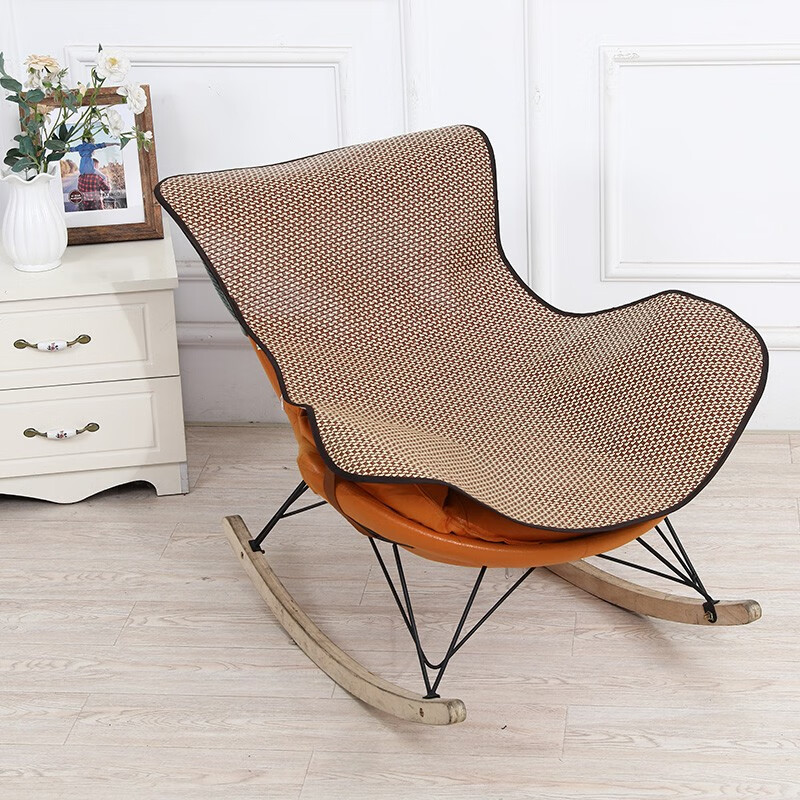 躺椅垫子夏天凉席坐垫沙发懒人透气网红龙虾椅坐垫 扇形坐垫(金檀色)