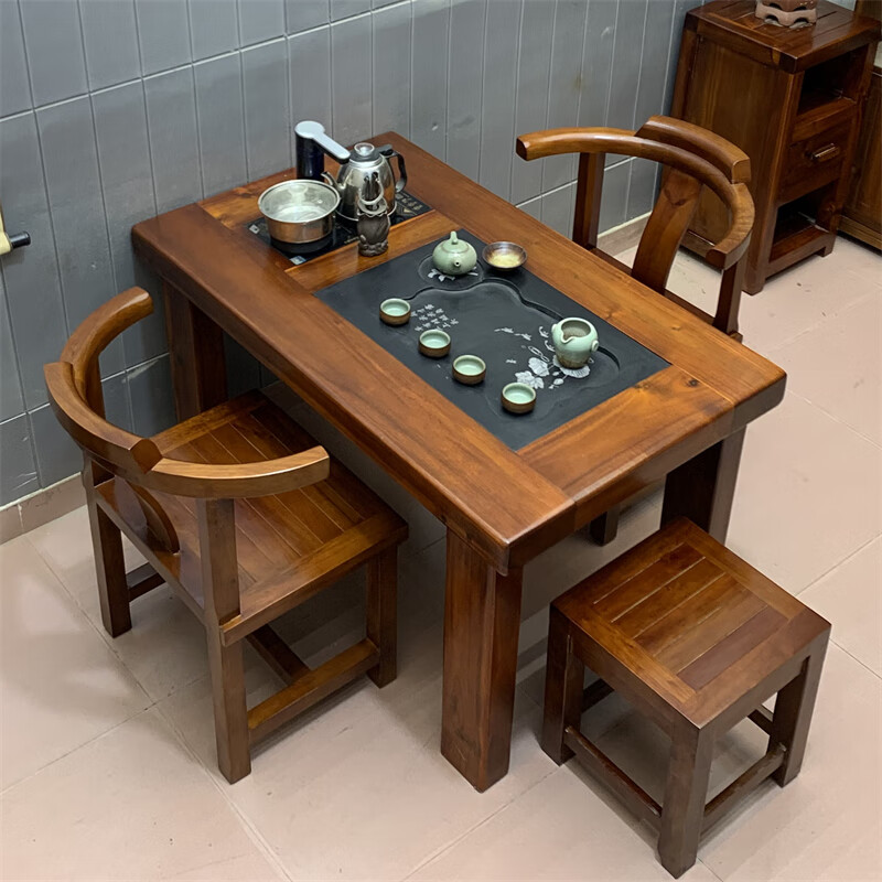 陌遇老船木茶桌 老船木茶桌椅组合店铺功夫茶台实木茶具套装一体办公