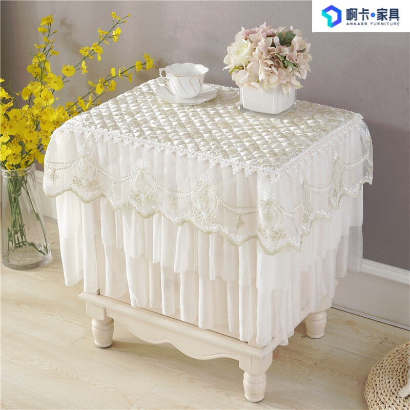 绿野客床头柜罩保护套夹棉床头柜盖布欧式蕾丝卧室布艺小台布床头柜罩