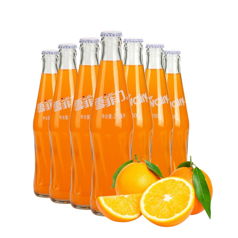 雪菲力汽水菠萝/橙汁碳酸饮料250ml×6瓶桔子汁玻璃瓶怀旧老汽水 250