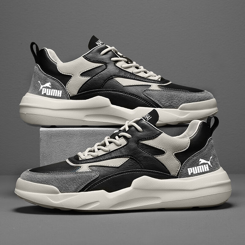 轻奢男鞋秋冬季新款软底运动板鞋男加绒棉鞋男百搭增高休闲鞋子男 米灰色 40