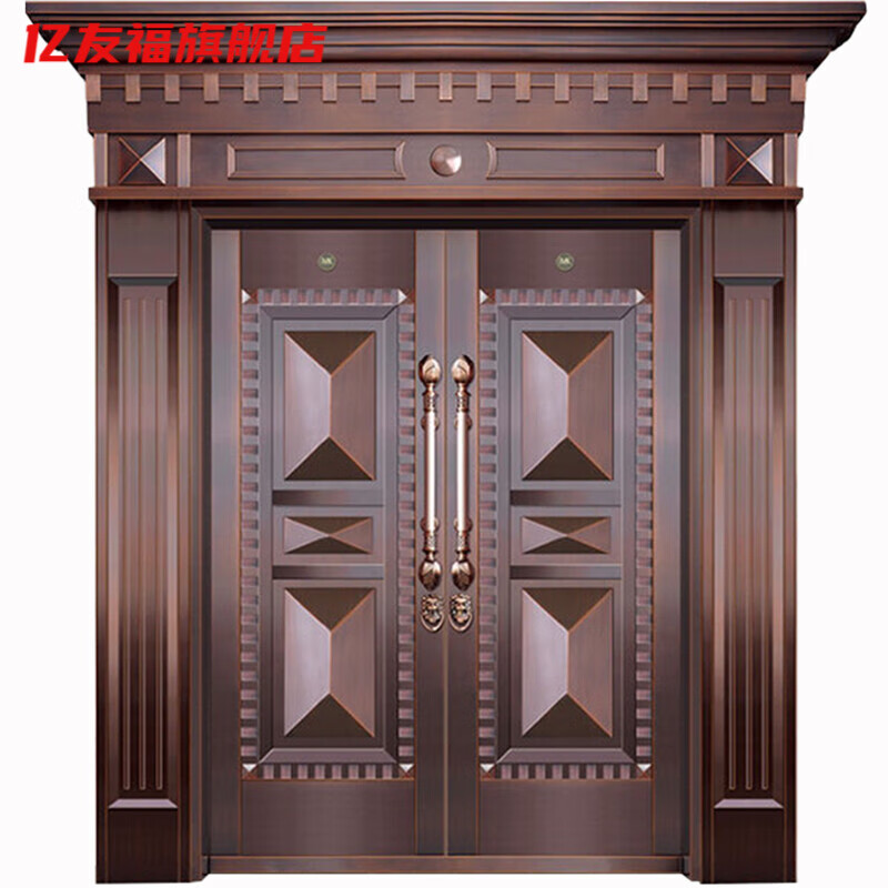 纯铜别墅对开门 铜门别墅大门纯铜进户门防盗门对开门农村客厅家l