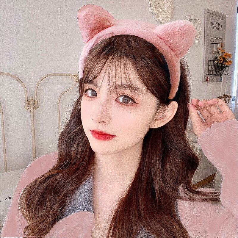 安之尚  发箍女洗脸猫耳朵头箍可爱少女心宽边毛绒洗脸防滑压发发卡子
