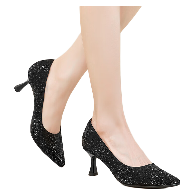 百亿补贴:富贵鸟(fgn)尖头细跟高跟鞋女2023新款夏季配旗袍妈妈鞋优雅