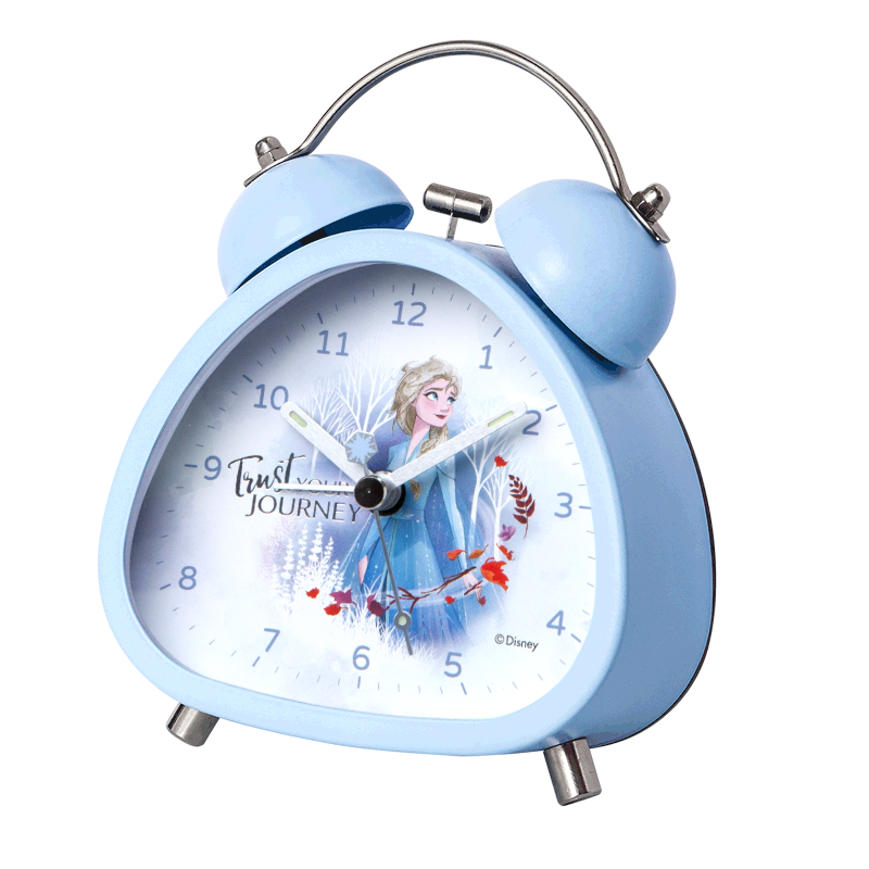 迪士尼（Disney）兒童鬧鐘學(xué)生專(zhuān)用起床神器走時(shí)靜音床頭鐘 夜光雙鈴大音量卡通男女生桌面小鬧鐘 艾莎公主